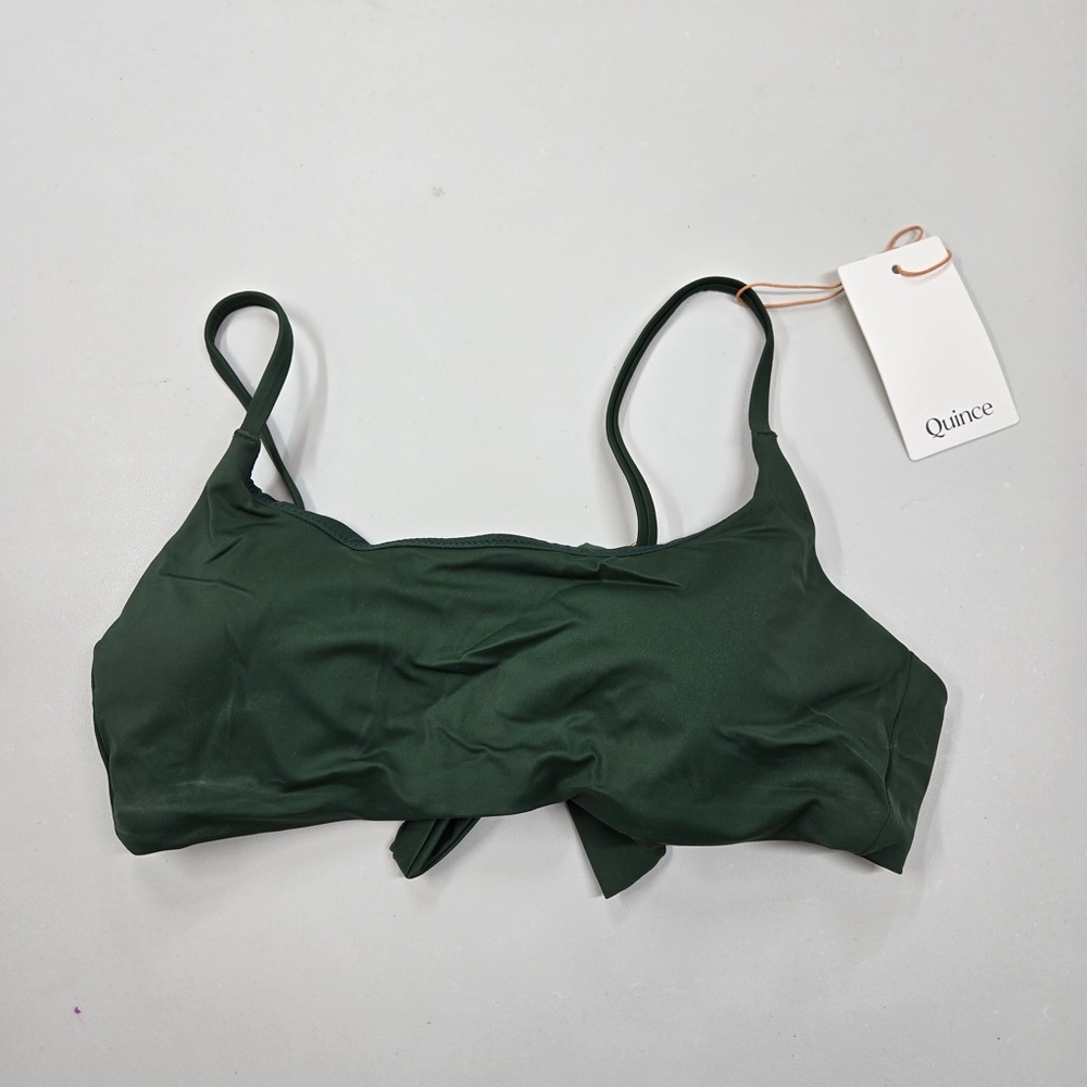 NWT QUINCE Italian Scoop Neck Bikini Top Women’s Medium Palm 6629 - Picture 4 of 12